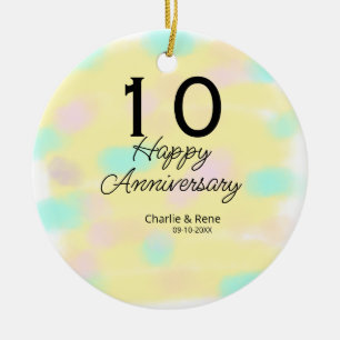 10 wedding anniversary yellow pastel name retro bo ceramic ornament