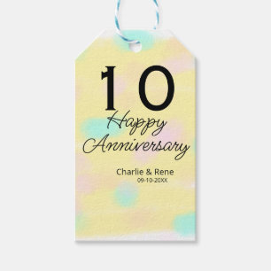 10 wedding anniversary yellow pastel name retro bo gift tags
