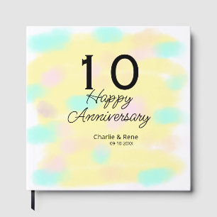 10 wedding anniversary yellow pastel name retro bo guest book