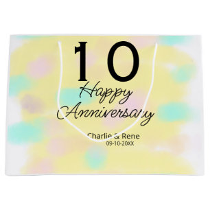 10 wedding anniversary yellow pastel name retro bo large gift bag