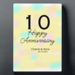 10 wedding anniversary yellow pastel name retro bo plaque<br><div class="desc">Qr codes designs simple templates</div>