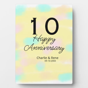 10 wedding anniversary yellow pastel name retro bo plaque