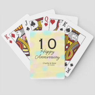 10 wedding anniversary yellow pastel name retro bo playing cards