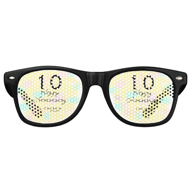 10 wedding anniversary yellow pastel name retro bo retro sunglasses (Front)