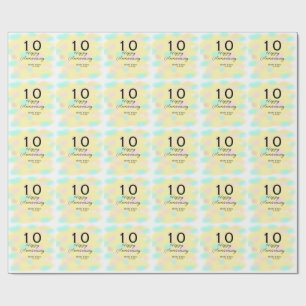 10 wedding anniversary yellow pastel name retro bo wrapping paper