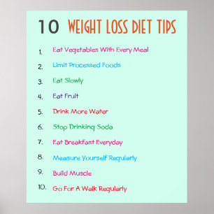 10 Weight Loss Diet Tips Poster