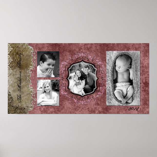 10"x20" 4 Slot Family Collage Montage Elegance Poster (Front)