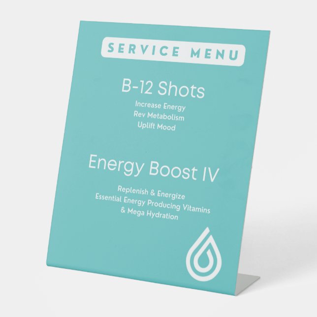 10 x 12 tabletop sign service menu (Front)