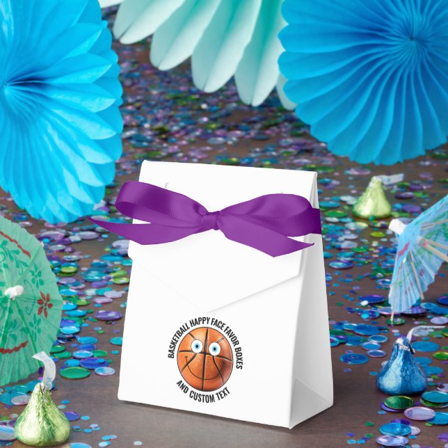 10 x Custom Basketball BLUE EYES Happy Face Favour Box (Party)