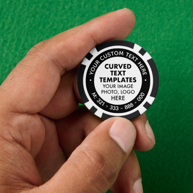 10 x Custom Logo & Text Black Casino Poker Chips (Hand)