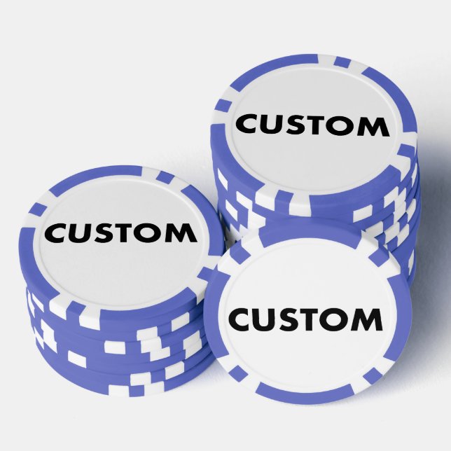10 x Custom Personalised BLUE Casino, Poker Chips (Stack)