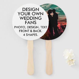 10 x Custom Personalised ROUND ECRU WEDDING FANS