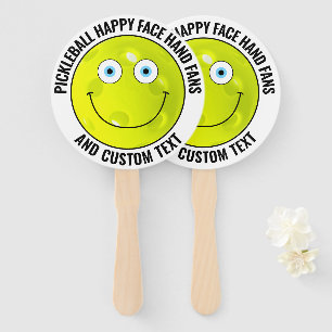 10 x Custom Pickleball Party BLUE EYES Happy Face Hand Fan
