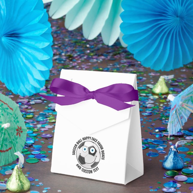 10 x Custom Soccer Party BLUE EYES Happy Face Favour Box (Party)