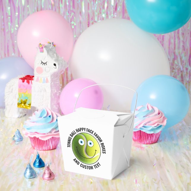 10 x Custom Tennis Party BLUE EYES Happy Face Favour Box (Party)