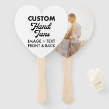 10 x Ecru Heart Custom Wedding Hand Fans