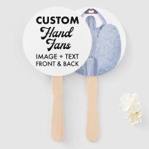 10 x White Round Custom Wedding Hand Fans