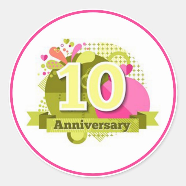 10 Year Anniversary Classic Round Sticker (Front)