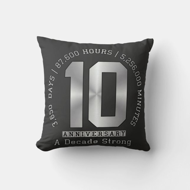 10 Year Anniversary Milestone - A Decade Strong  Cushion (Front)