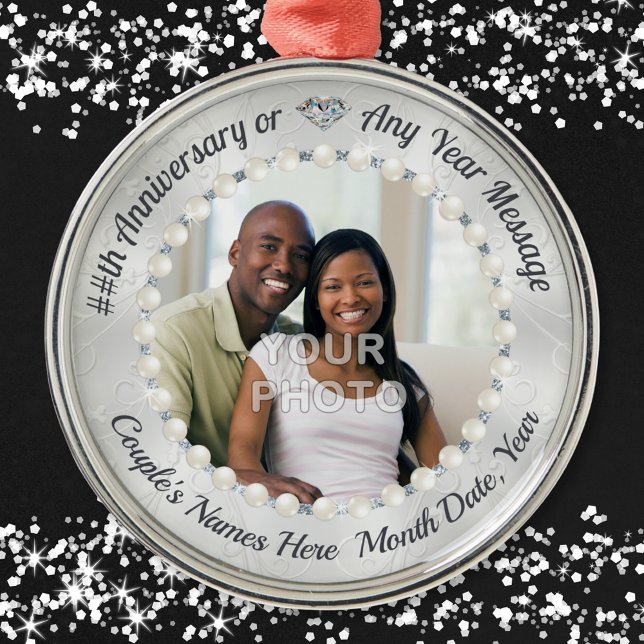10 year Anniversary Ornament, PHOTO, Personalised Metal Ornament (Anniversary Ornament. Wedding Photo Ornament. Cheap Anniversary Gift Ideas. Inexpensive wedding gift)