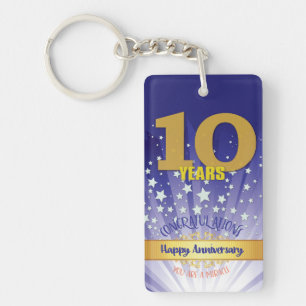 10 Year CUSTOM Recovery Anniversary Bold Numeral Key Ring