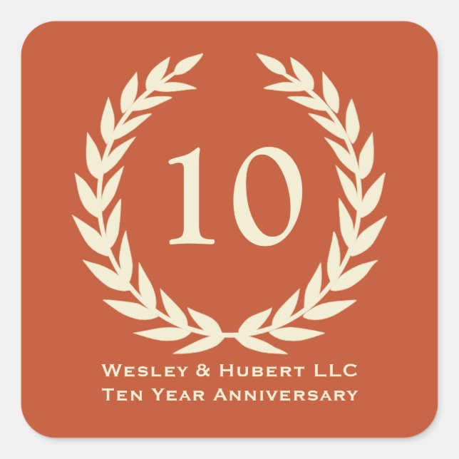 10 year milestone anniversary wreath brown label (Front)