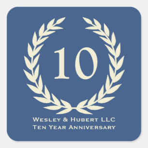 10 year milestone anniversary wreath navy label