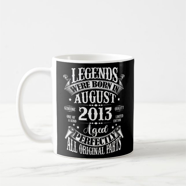 10 Year Old 10th Birthday  Boy Legends Since Augus Coffee Mug (Left)