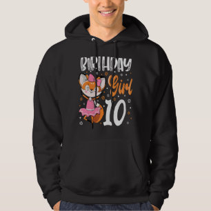 10 Year Old 10th Birthday For Fox Girl Foxes Birt Hoodie