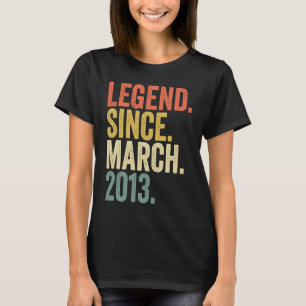 10 Year Old 10th Birthday Legend Since March 2013 T-Shirt