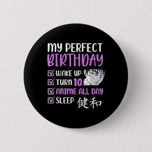 10 Year Old Anime Birthday Party 10th Boy Girl Ten 6 Cm Round Badge