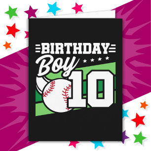10 Year Old Baseball Party Theme 10th Birthday Boy Card