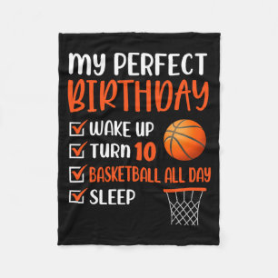 10 Year Old Basketball Birthday Party 10th Boy Bda Fleece Blanket