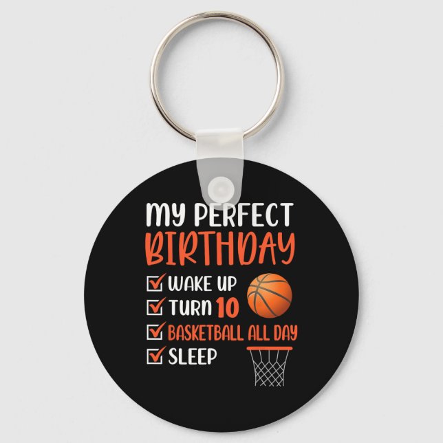 10 Year Old Basketball Birthday Party 10th Boy Bda Key Ring (Front)