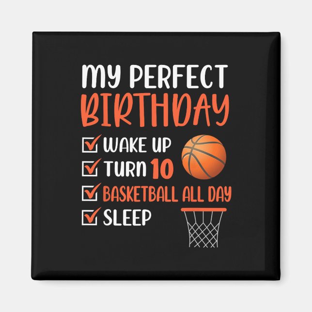 10 Year Old Basketball Birthday Party 10th Boy Bda Magnet (Front)
