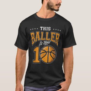 10 Year Old Basketball Birthday Party This Baller  T-Shirt