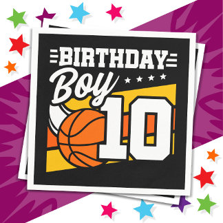10 Year Old Basketball Party 10th Birthday Boy Napkin
