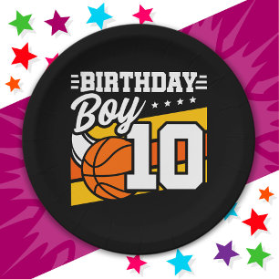 10 Year Old Basketball Party 10th Birthday Boy Paper Plate