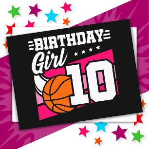 10 Year Old Basketball Party 10th Birthday Girl Postcard