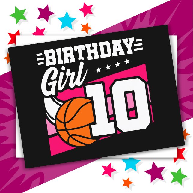 10 Year Old Basketball Party 10th Birthday Girl Postcard (Creator Uploaded)