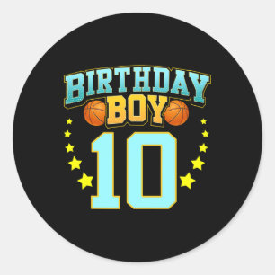 10 Year Old Basketball Player 10th Birthday Party Classic Round Sticker