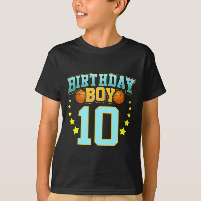 10 Year Old Basketball Player 10th Birthday Party  T-Shirt (Front)