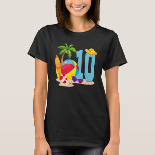 10 Year Old Beach Ball Pool Party Birthday Summer  T-Shirt