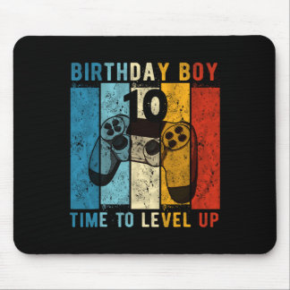 10 Year Old Birthday Boy 10 Time To Level Up 10th  Mouse Pad