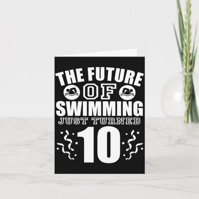 10 Year Old Birthday Funny Swimming Swim Team Card (Front)