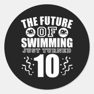 10 Year Old Birthday Funny Swimming Swim Team Classic Round Sticker