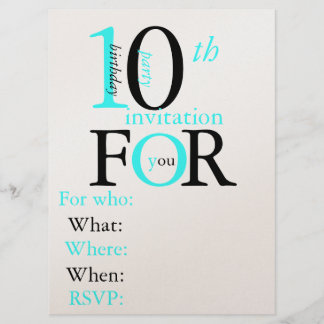 10 year old birthday invitation