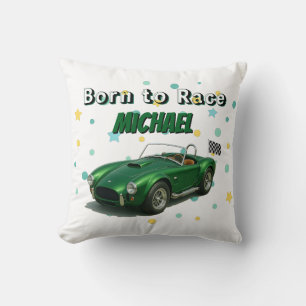 10 Year Old Birthday Party Green Racing Car Cushion