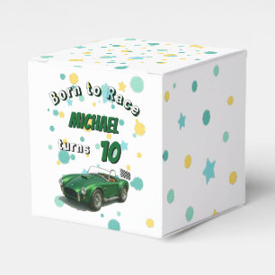 10 Year Old Birthday Party Green Racing Car Favour Box