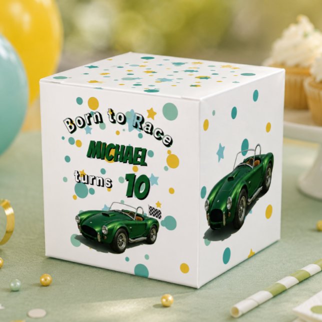 10 Year Old Birthday Party Green Racing Car Favour Box (Creator Uploaded)
